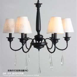 Pendant Lamps Simple European Shippin Multiple Chandelier American Country Iron Retro Modern Living Room Lamp ZX25