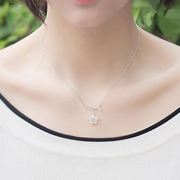 Pendant Necklaces Fashion Sakura Flower Zircon & Pendants Cherry Blossoms Jewellery For DIY Necklace Bracelet Making