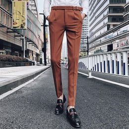 Men's Suits & Blazers Mens Brown Trousers Slim Fit Business Suit Pants Pantalon Homme Costume 2023 Male High-grade SolidMen's