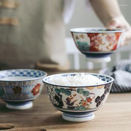 Bowls Japanese Style 4.5 Inch Ceramic Cute Small Bowl For Home Rice Hand-painted Colour Decorative And Paintings