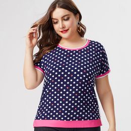 Women's T Shirts 2023 Summer Mom Clothes Short Sleeve Chiffon Fashion Ladies Vintage Elegant Plus Size Womens Polka Dot Tops