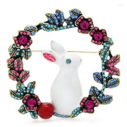 Brooches Wuli&baby Big Wreath For Women Lady 2-color Rhinestone Enamel Animal Party Office Brooch Pin Gifts