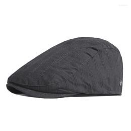 Berets Summer Thin Flat Cap Retro Men Vintage Beret Hat French Style Sboy Casual Breathable Male Ivy Visor Gatsbay Dropship