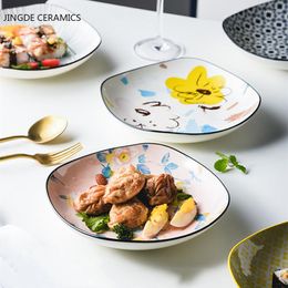 Plates Japanese-style Household Ceramic Hand-Pulled Noodle Dishes Kitchenware Nuts Sushi Breakfast Cake Vegetable Salad Plate