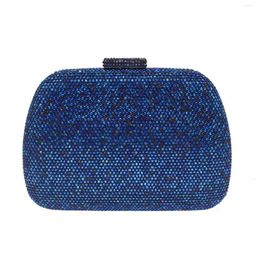 Evening Bags Royal Blue Crystal Clutches Bridal Purses Wedding Prom Box Clutch Bag Women Handbags Shoulder With Rhinestones