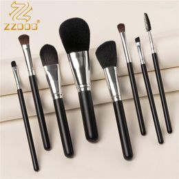 Makeup Brushes ZZDOG 8Pcs Professional Portable Set Powder Foundation Highlight Eyebrow Cosmetis Tools Horsehair Eyeshadow Brush