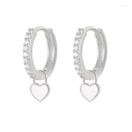 Hoop Earrings Aide 925 Sterling Silver Dripping Oil Heart For Women Pendientes Zircon Huggie Luxury Jewelry Joyero Gift