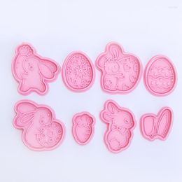 Baking Moulds Easter Plastic Cookie Cutter 3D Cartoon Carrot Eggs Ear Biscuit Fondant Embosser Stamps Cake Decoration Tool