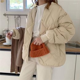 Women's Trench Coats Light Diamond Plaid Bread Jacket Outwear Casual Jackets Solid Tops All-Match Simple Stylish Warm Women Coat Loose