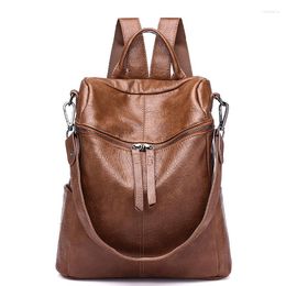 School Bags Korean Backpack Women The Wild Fashion Shoulder Travel Backack Bag Waterproof Leisure PU Leather Backpacks Black