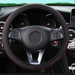 Steering Wheel Covers PU Leather Car Replacement Cover Accessories Black And Red Comfortable Four Seasons General Good Grip