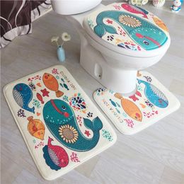 Bath Mats 3 Piece / Set Home Non-slip Mat Fleece Floor Memory Foam Rug Bathroom Toilet Seat Cover Pedestal