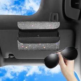 Interior Accessories Rhinestone Car Glasses Case Sunglasses Storage Box 7 Colors Crystal Auto Sun Visor Organizer Holder