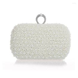 Evening Bags Fashion Women Clutch Bag Gorgeous Pearls Crystal Beading Bridal Wedding Party Female Chain CrossBody Handbags