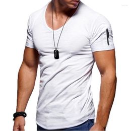 Men's T Shirts Soft Solid Colour Tee Shirt Men Fitness Casual For Male Short Sleeve T-shirt Summer V Neck Slim Mens Clothing