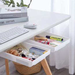 Storage Boxes Self-Adhesive Hidden Box Under The Table Makeup Organiser Desk Drawer Stationery