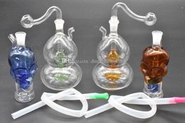 Mini Skull gourd glass bongs hookah Blunt Bubbler Smoking bong Small Water Pipes Small Hand water Pipe with 10mm oil burner pipe and hose