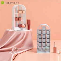 Storage Boxes STOMMIHO Lipstick Box 18 Grids Desktop Makeup Organiser Cosmetic Jewellery Case Holder Acrylic Handle Design Shelf