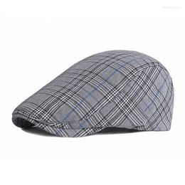 Berets Summer Plaid Beret Hat Vintage Men Flat Cap British Style Retro Sboy Casual Women Ivy Duckbill Gatsbay Visor Dropship