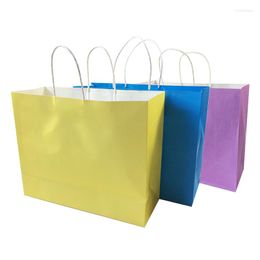 Gift Wrap 10 Pcs/lot Multifuntion Kraft Paper Bags With Handle Horizontal Version Party Holiday Shopping Package 32 25 11cm