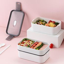 Dinnerware Sets Plastic Student Office Lunch Box Double-layer Microwave Heated Storage Container