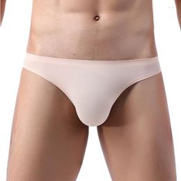 Underpants Sexy Men Underwear Briefs Shorts Solid Ice Silk Seamless Panties Breathable Ultra Thin Low Rise Cueca Plus Size M-3XL