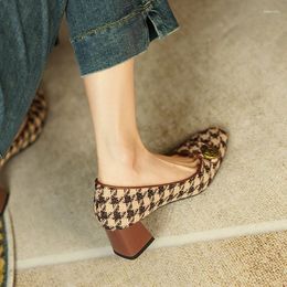 Kleid Schuhe 2023 Frühling Frauen Freizeit Slip-On Pumps Karree Heels Zapatos de Mujer Handmade