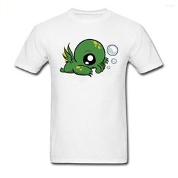 Men's T Shirts Cartoon Baby Cthulhu Likes Bubbles Cotton White T-shirt Short Sleeve XXXL Cute Design Male Tees
