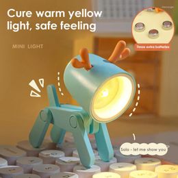 Night Lights LED Light Mini Cute Pet Student Gift Cartoon Folding Table Lamp Kids Room Bedside Bedroom Living Study Decor