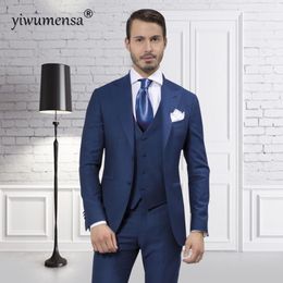 Men's Suits Yiwumensa Brand Men Groom Tuxedos Custom Made Royal Bule Suit Deep Navy Wedding Slim Fit Man 2023 & Blazers