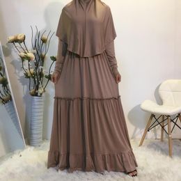 Ethnic Clothing Eid Hooded Muslim Sets Hijab Dress Women Prayer Garment Jilbab Abaya Khimar Long Ramadan Gown Abayas Skirt Islam Clothes