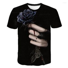 Men's T Shirts 2023 Summer Blood Harajuku Shirt Men Black Rose 3d Printing T-Shirt Fashion Short Sleeve Print Tshirts Casual Tee Tops S-6XL