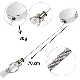 Stainless steel Retractable Pull Badge Reel Zinc Alloy metal ID Lanyard Name Tag Card Recoil Belt Key Ring Chain Clips