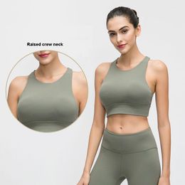 Gym Clothing High Neck Sports Bra Triangle Hollow Beautiful Back Gathered Shockproof Women Yoga Fitness Underwear