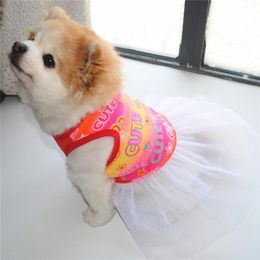 Dog Apparel Small Puppy Clothes Male Letter Pet Breathable Print Dress Cat Summer SkirtDog