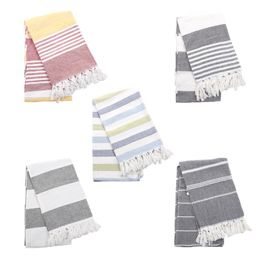 Towel Turkish Tassels Beach Towels For Children Cotton Stripes Thin Bath 100x180cm Travel Camping Shawl