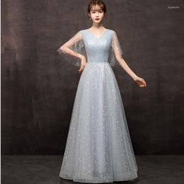 Ethnic Clothing Sliver Lace Bling Cheongsam Perspective Sequins Qipao Pleated Evening Dress Gown Celebrity Banquet Stage Performance