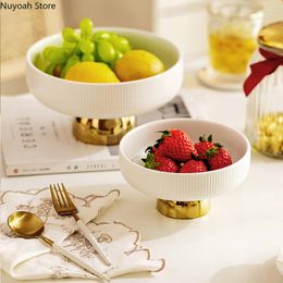 Plates Home Decoration 8 Inch Ceramic Fruit Tray White Round Tall Storage Modern Living Room Coffee Table Snack