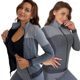 Active Shirts Women's Long Sleeve Zipper Yoga Clothes Moisture Wicking Quick Dry Running Training Jacket Fall Winter Sports Workout Tops