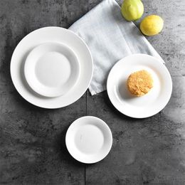 Plates Porcelain Steak Plate White Ceramic Round Western Household Dinner Dish Shallow Flat Tableware