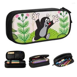 Cosmetic Bags Customized Happy Mole Cartoon Cute Pencil Case Girl Boy Large Capacity Krtek Little Maulwurf Box Student School