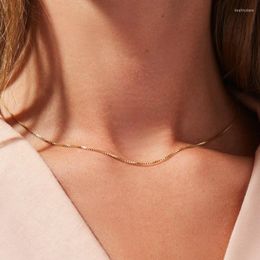 Chains Women Dainty Jewellery 18K Gold Plated Choker Tiny Square Cube Bead Stainless Steel Chain Nekclace For AccessoriesChains Heal22