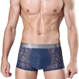 Underpants Men's Ice Silk Jacquard Boxer Briefs Trendy Masculine Four-corner Brief Bermuda Masculina Cuecas Calzoncillos