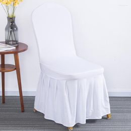 Chair Covers Lycra Cover With Skirt All Around The Bottom Spandex Pleated Ruffled For Wedding Party Decoration