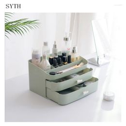 Storage Boxes Large Plastic Desktop Cosmetic Jewellery Box Makeup Organiser With 2 Drawers Bathroom Make Up Display Case