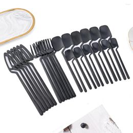 Flatware Sets Durtens 16/24pcs Stainless Steel Knife Fork Spoon Black Dinnerware Set Cutlery Matte Tableware Western Kitchen