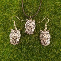 Necklace Earrings Set 2023 Antique Retro King Tiger Animal Drop Pendant For Women Female Christmas Wholesale