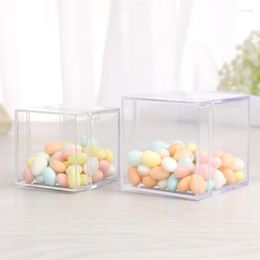Gift Wrap 24Pcs Transparent Plastic Candy Box Biscuits Cookies Container Packing Party Treat Boxes Square Packaging Bags For Business
