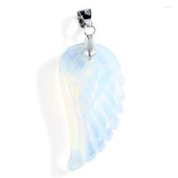 Pendant Necklaces Natural Pink Quartz Colourful Stone Angel Wing Rock Crystal Charm For Opalite Opal Wedding Decoration JewelryPendant Godl22