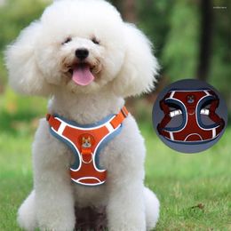 Dog Collars Pet Harness Suede Breathable Vest For Large Small Reflective Safety With Traction Rope Drop